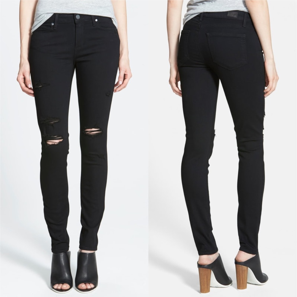 PAIGE Verdugo Ultra Skinny Black Destructed Jeans